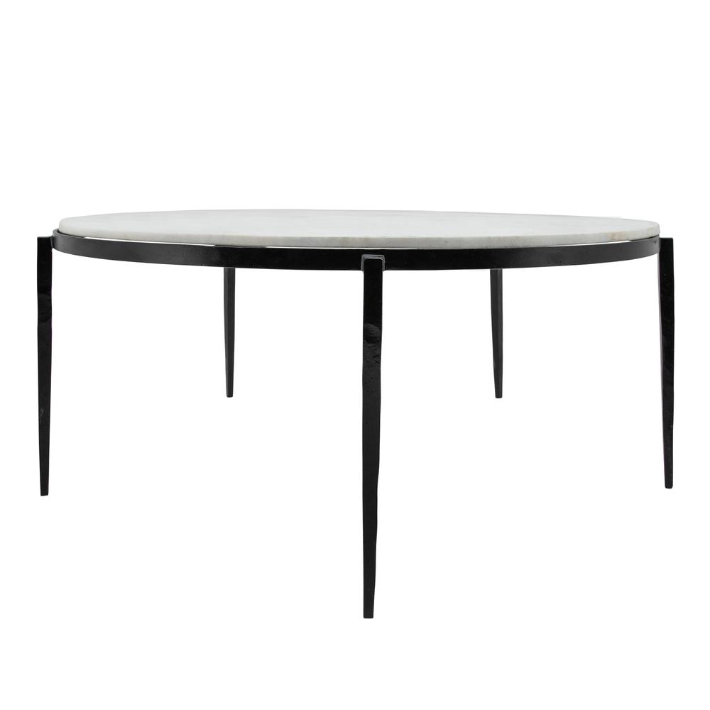 Metal, 34x17" Coffee Table W/ Marble Top, Black Kd. Picture 1