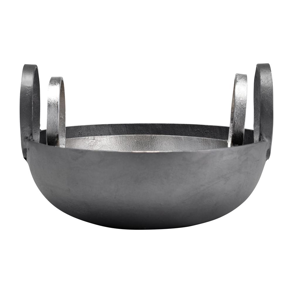 Metal, S/2, 7/8" Bowl With Handles, Slvr/gunmetal. Picture 4