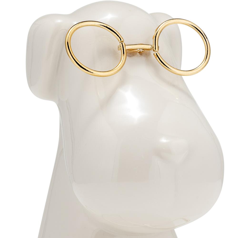 Cer 7"h, Puppy With Gold Glasses And Bowtie, Wht. Picture 7