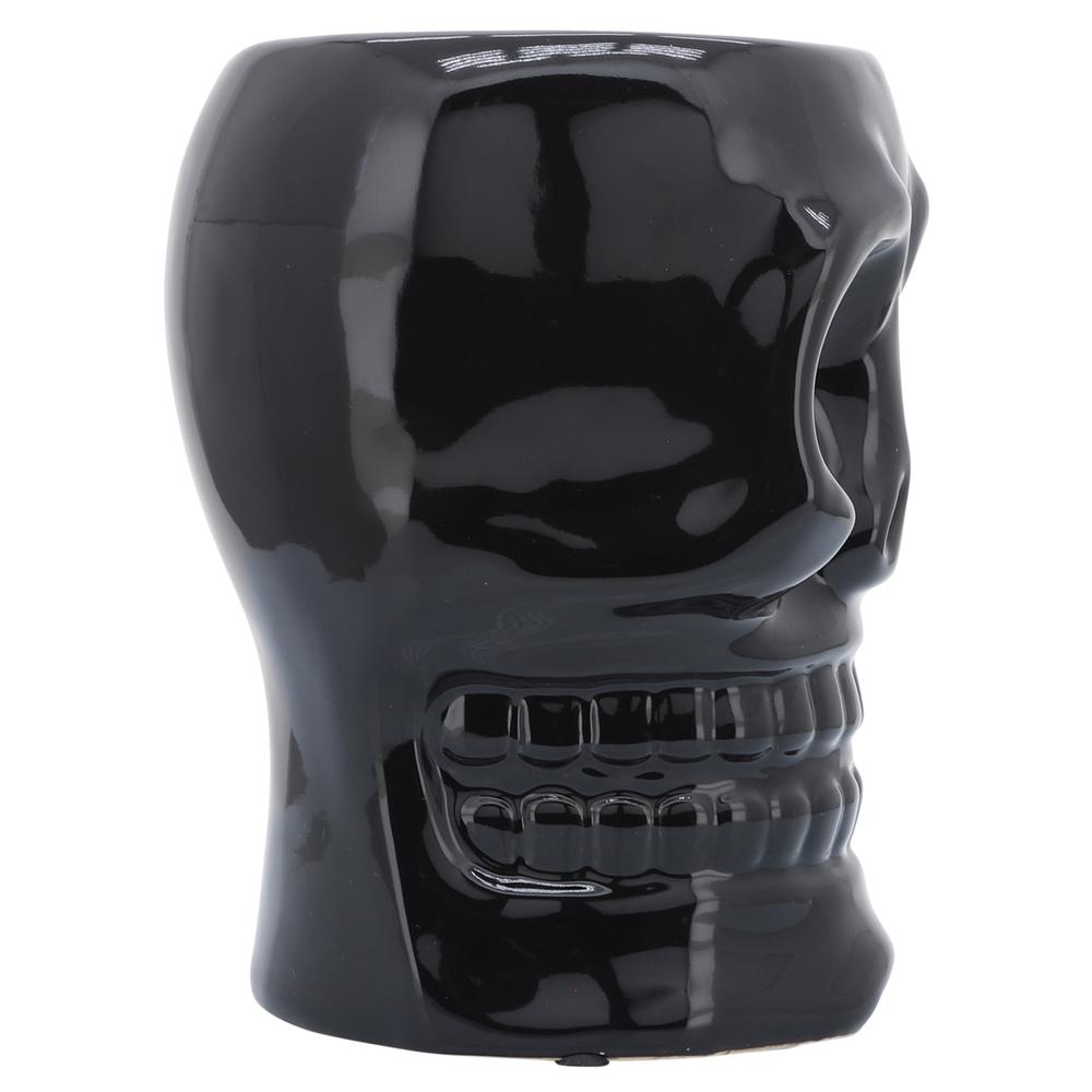 Cer, 6" Skull Vase, Black. Picture 4
