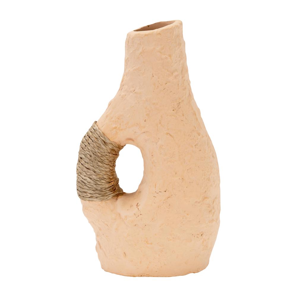Terracotta 11"h, Single Handle W/twine Vase. Picture 1