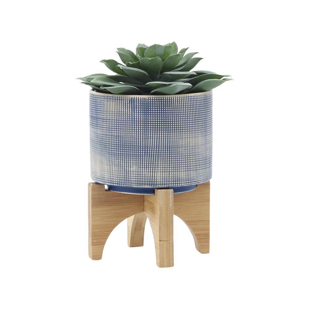 S/2 5/8" Mesh Planter W/ Stand, Blue. Picture 4