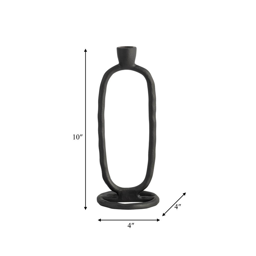 Metal, 10" Open Oval Taper Candleholder, Black. Picture 9