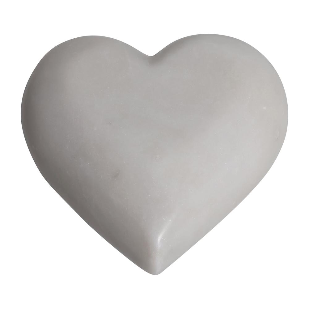 Marble, 5" Heart, White. Picture 1