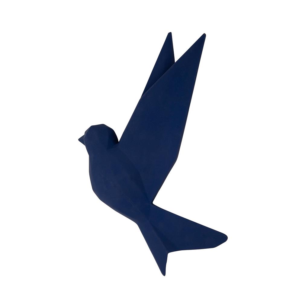 Resin 8" Origami Bird Wall Decor, Navy. Picture 1