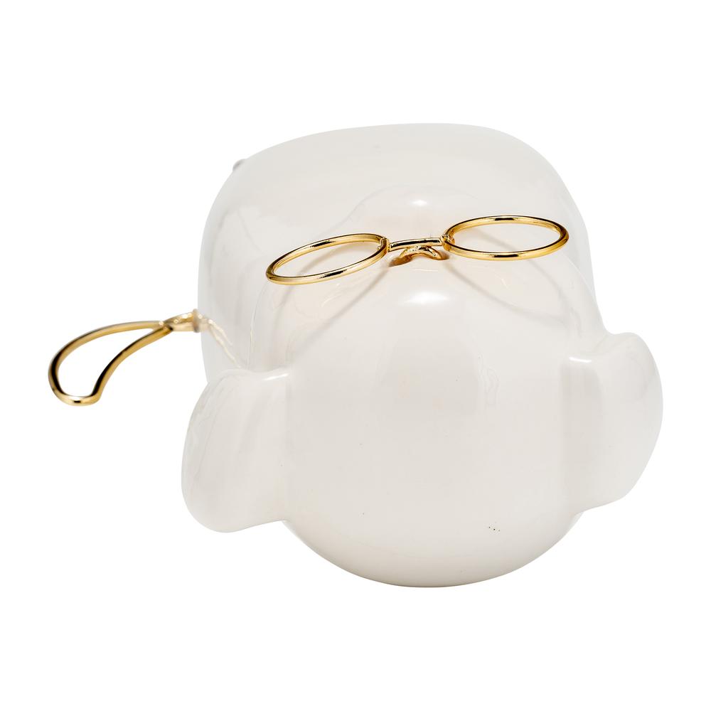 Cer 7"h, Puppy With Gold Glasses, Wht. Picture 8