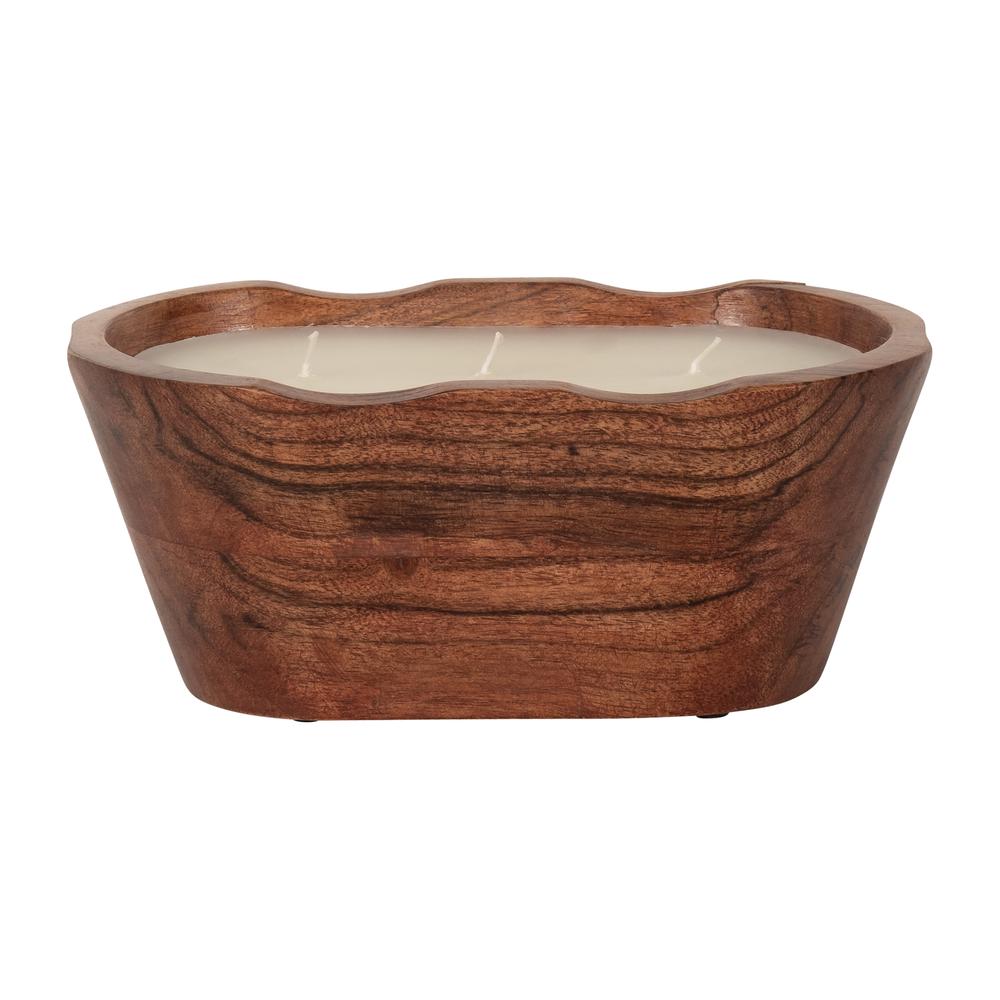 8" 16 Oz Vanilla Oval Bowl Candle, Natural. Picture 1