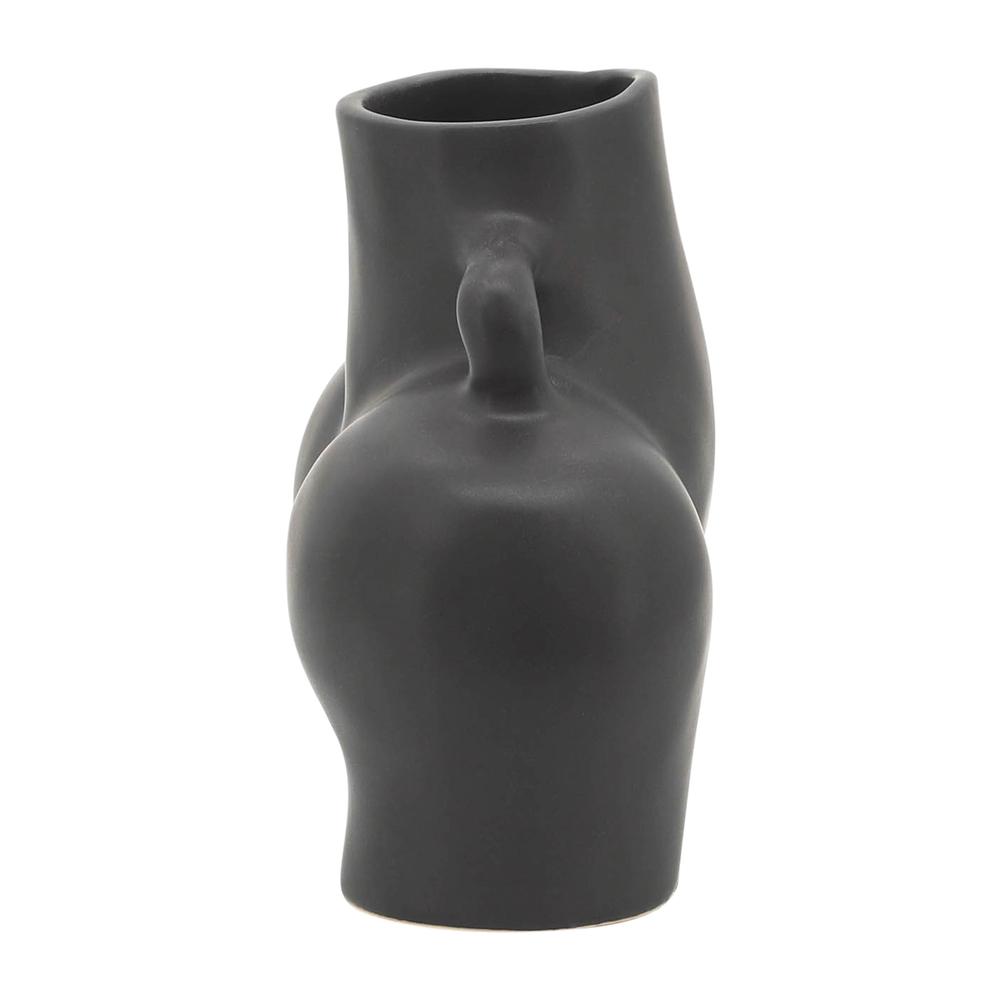 Cer, 6" Half Body Vase, Black. Picture 3