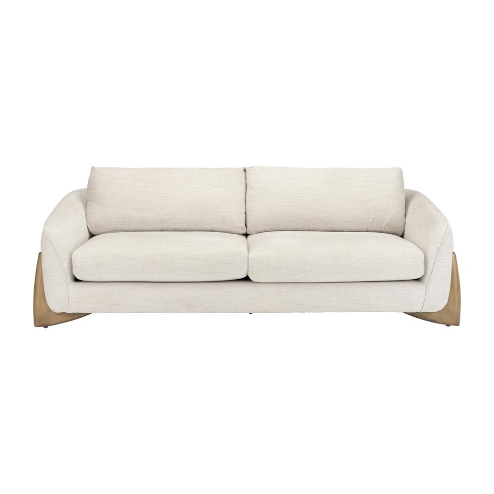3-seat Sofa W/ Wood Accent, Beige. Picture 1