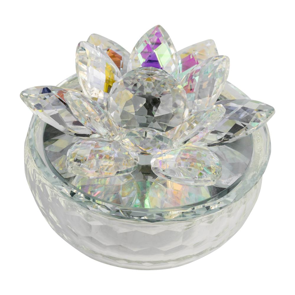 Crystal Lotus 5" Trinket Jar,rainbow. Picture 3