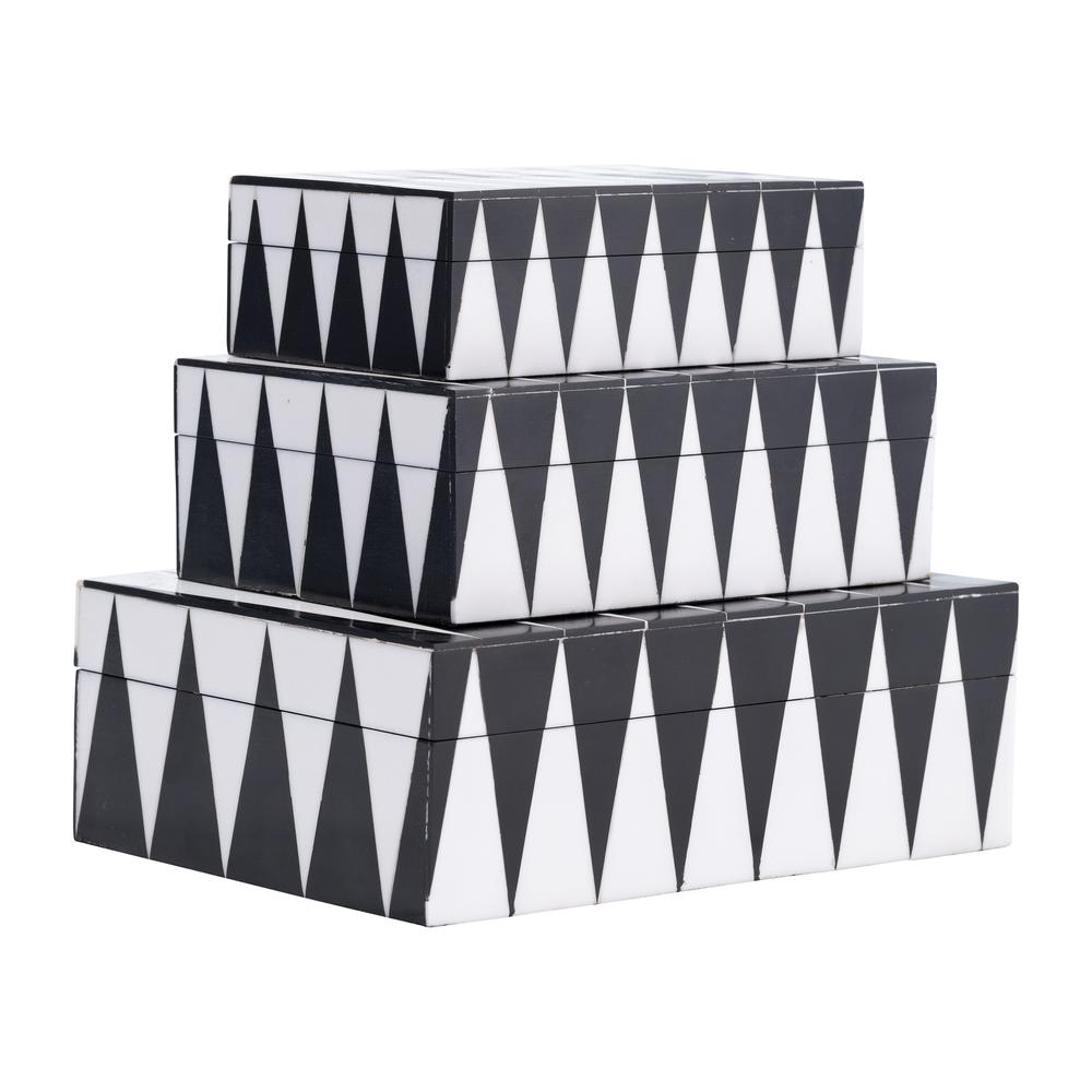 Resin,s/3 6/7/9",sharp Lines Rec Boxes,black/white. Picture 1
