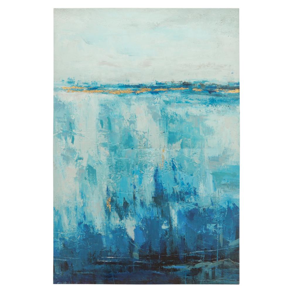 33x49 Abstract Hand Embelished Canvas Print, Blue. Picture 1