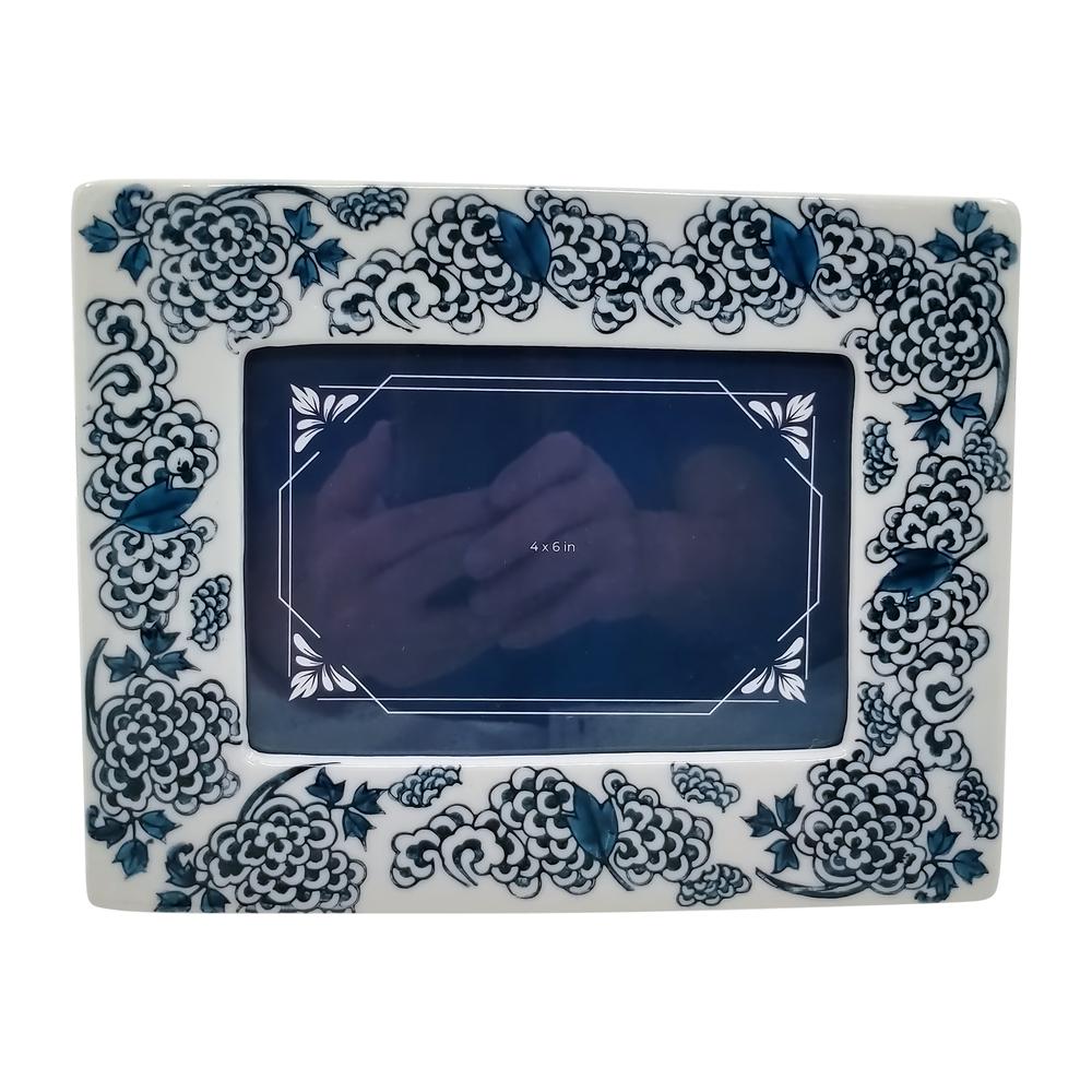 Cer, 4x6 Chinoiserie Photo Frame, Blue/white. Picture 1