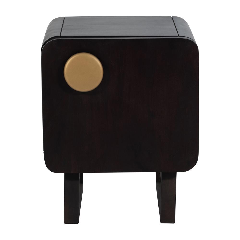 Wood, 16"l Modern Night Stand, Black. Picture 1