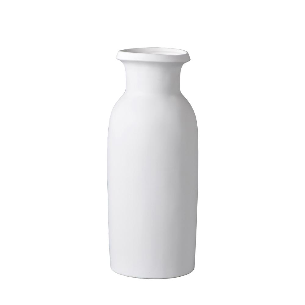 Cer, 13"h Tall Slim Vase, White. Picture 1