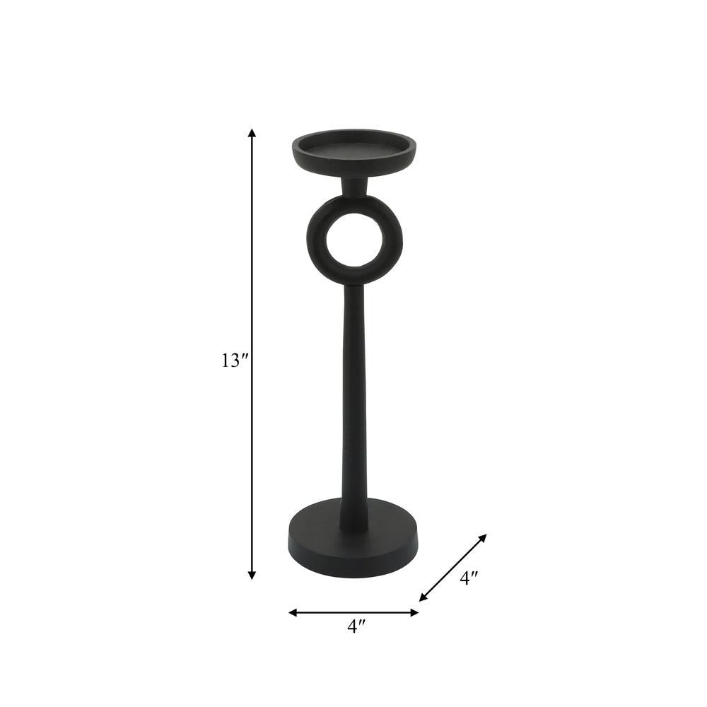 13"h Metal Candle Holder, Black. Picture 5