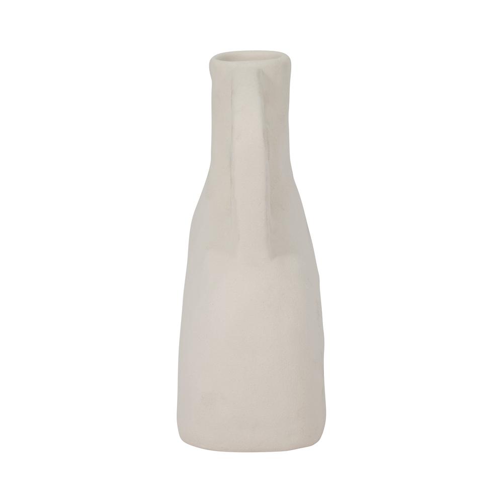 Cer, 8" Rough Triple Handle Vase, Cotton. Picture 3