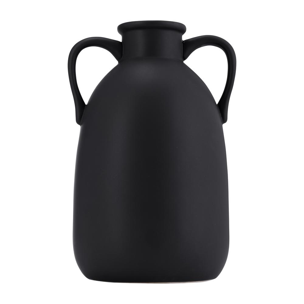 Cer, 10"h Eared Vase, Black. Picture 4