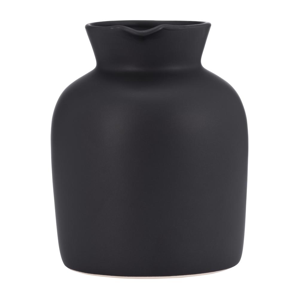 Cer, 7" Pitcher Vase, Black. Picture 3