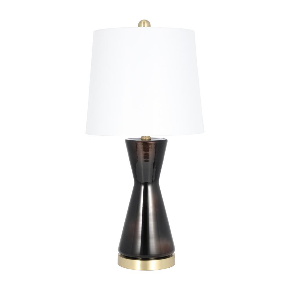 Glass, 24" Concave Table Lamp, Black. Picture 1