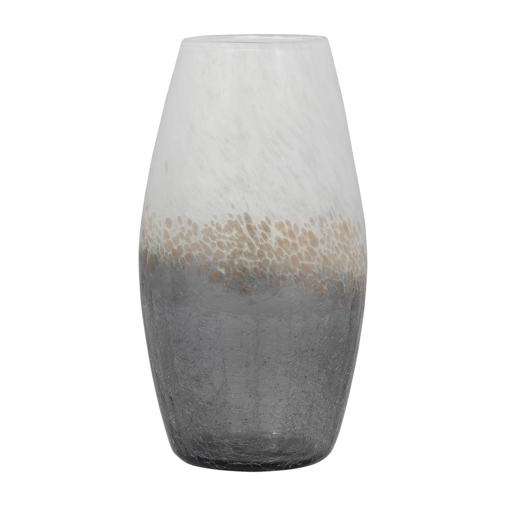 Glass, 12" Crackle Vase, Multi. Picture 2