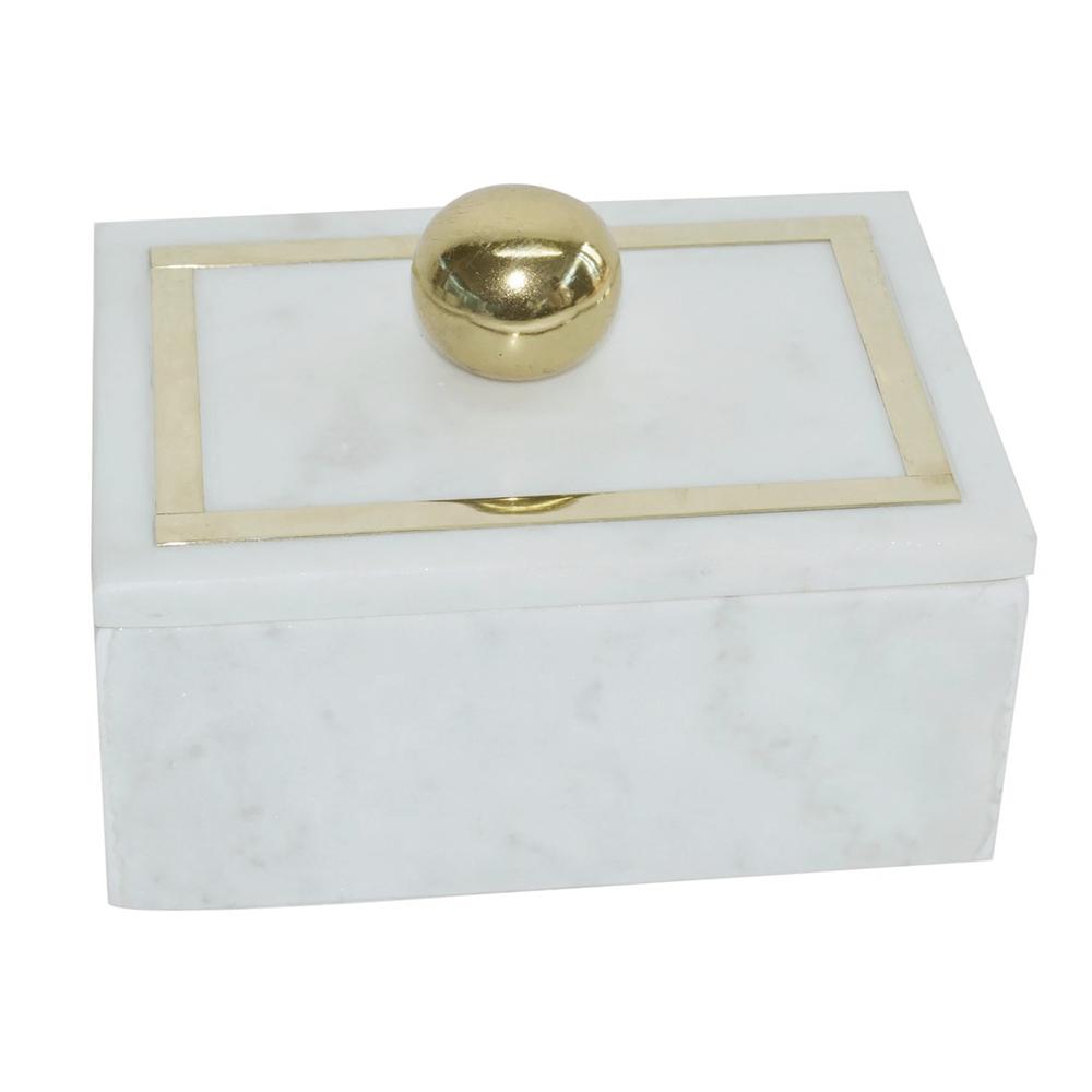 Marble, 7x5 Rectangular Box - Knob, White. Picture 1