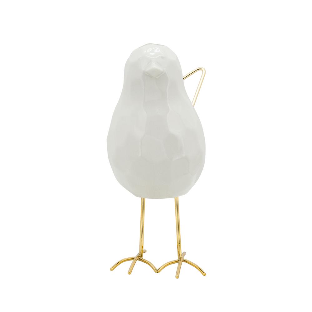 8"h Bird Statuette, White. Picture 2