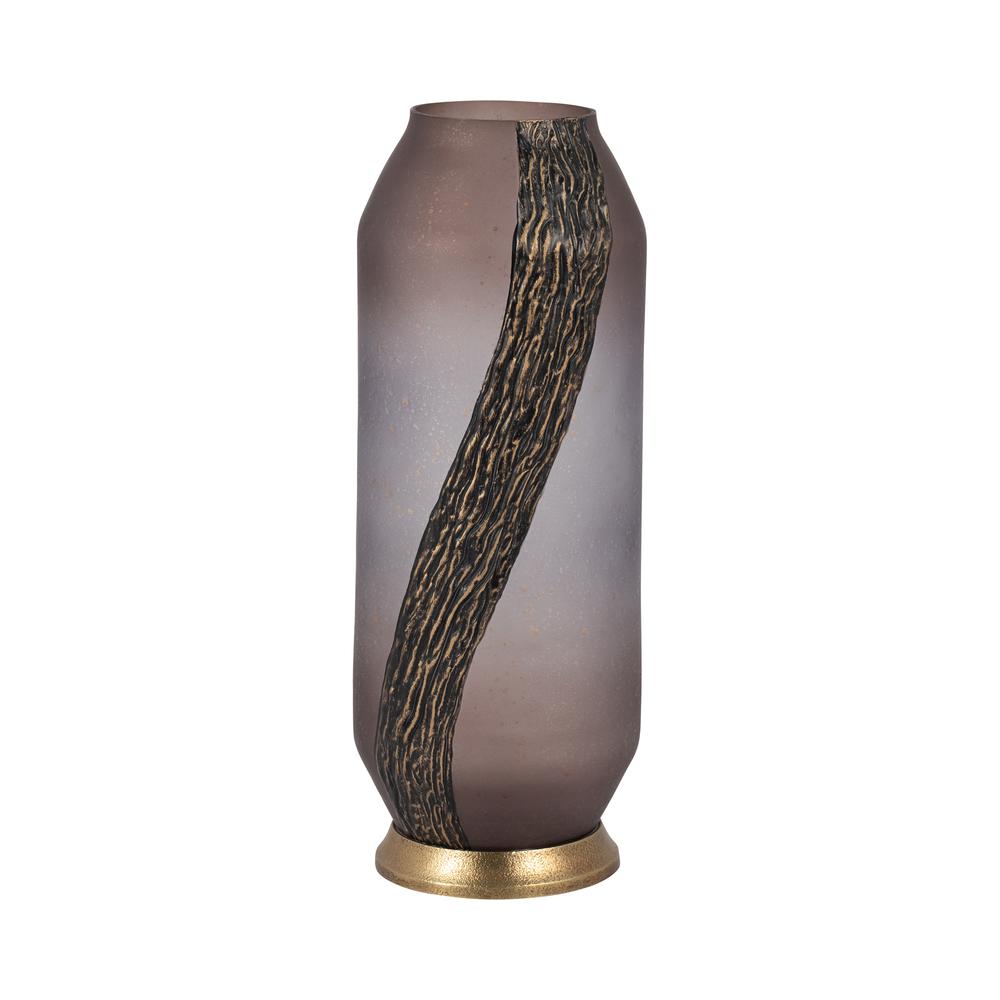 Glass, 15" Metallic Detail Vase,  Blush. Picture 1