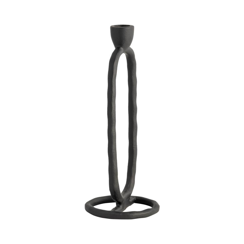 Metal, 10" Open Oval Taper Candleholder, Black. Picture 2
