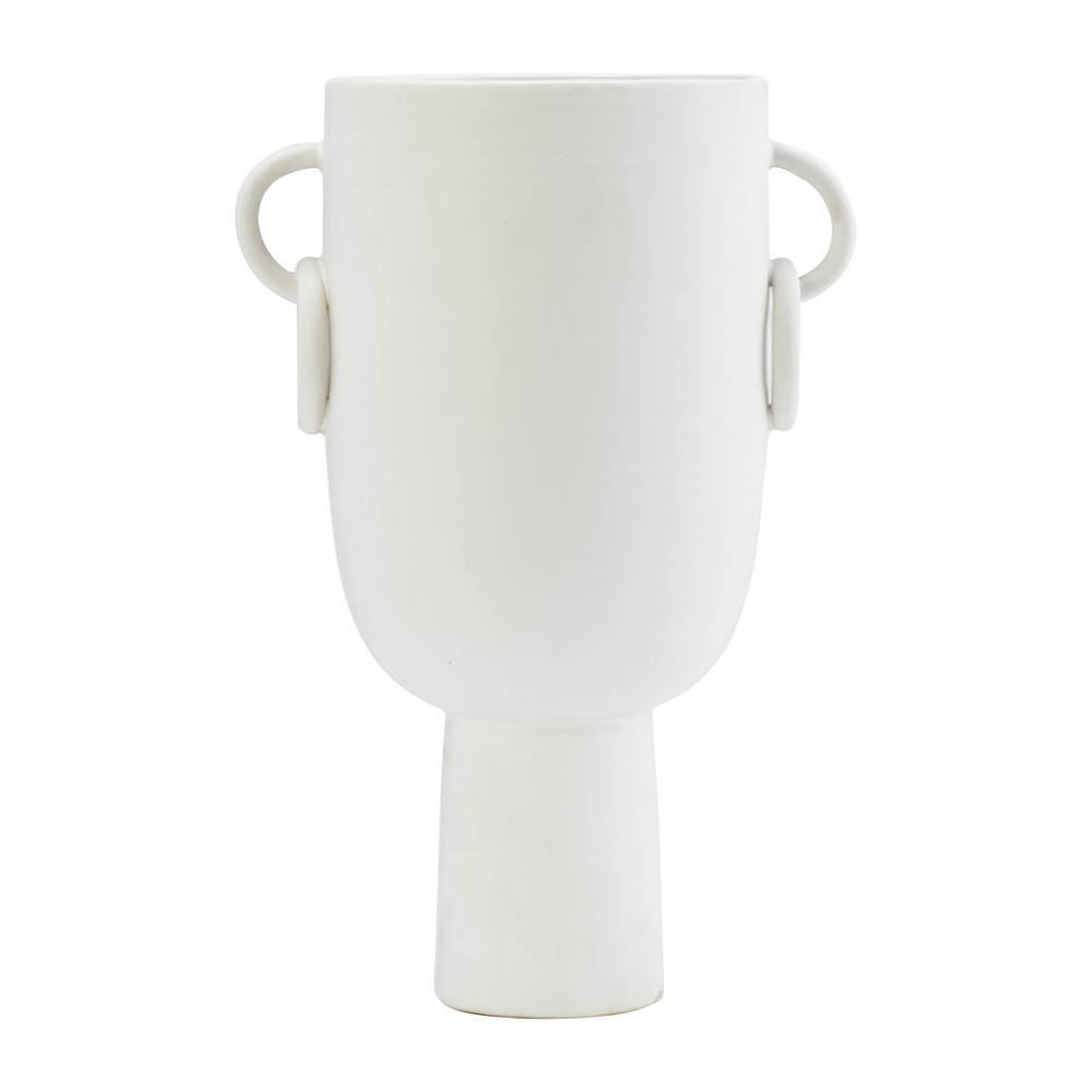 Cer, 13"h Vase With Handles, White. Picture 1