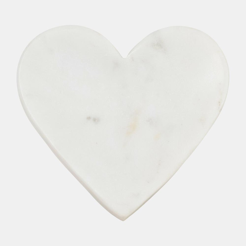 Marble, 5x5 Heart Trinket Tray, White. Picture 1