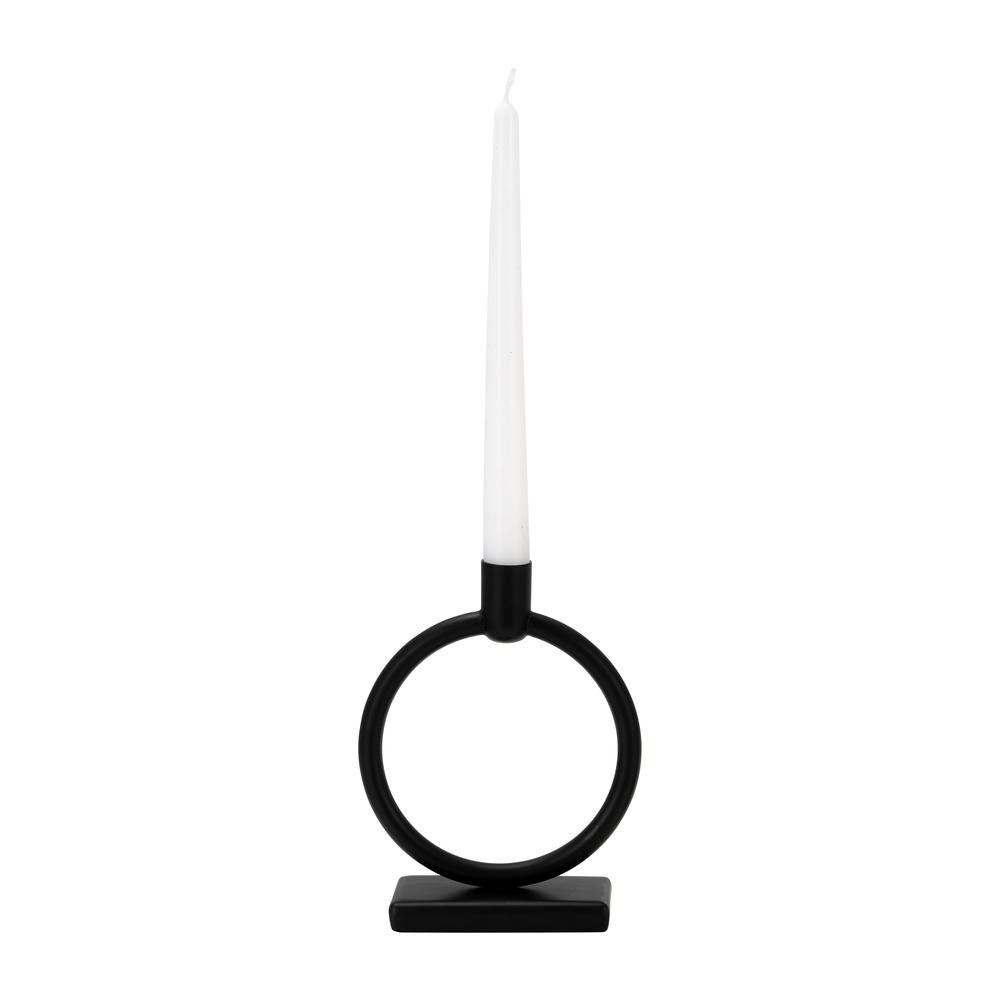 Metal,7"h, Circle Taper Candle Holder,black. Picture 2