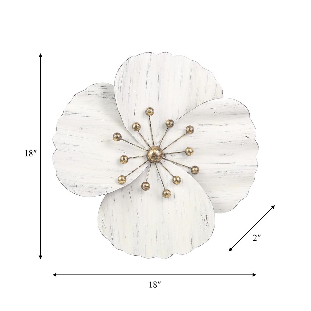 Metal 18" Wall Flower, White,wb. Picture 2