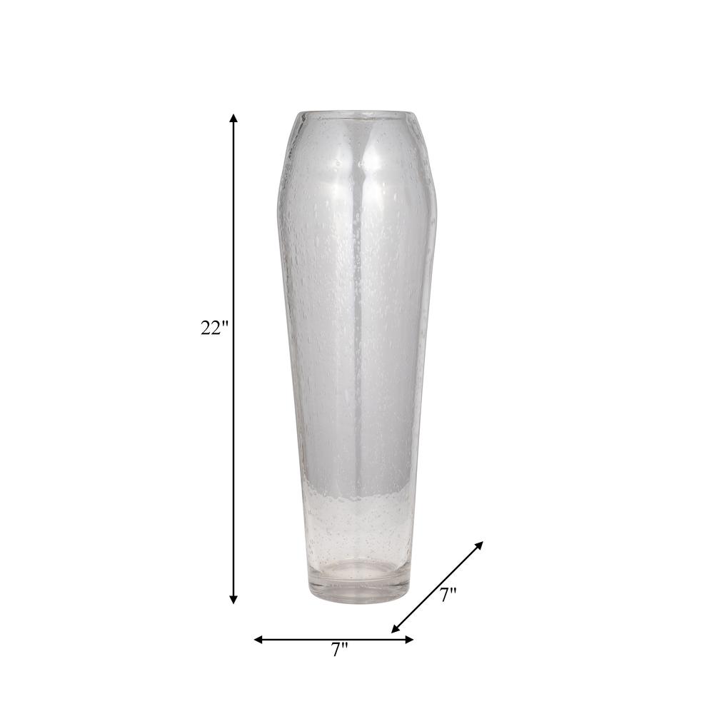 Glass, 23" Floor Vase Bubble Clear. Picture 7