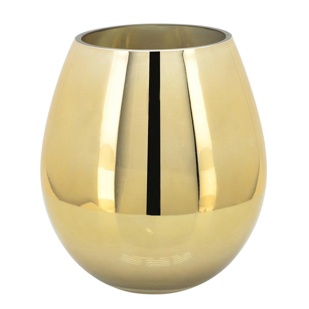 Glass 8"h Metallic Vase, Gold. Picture 1