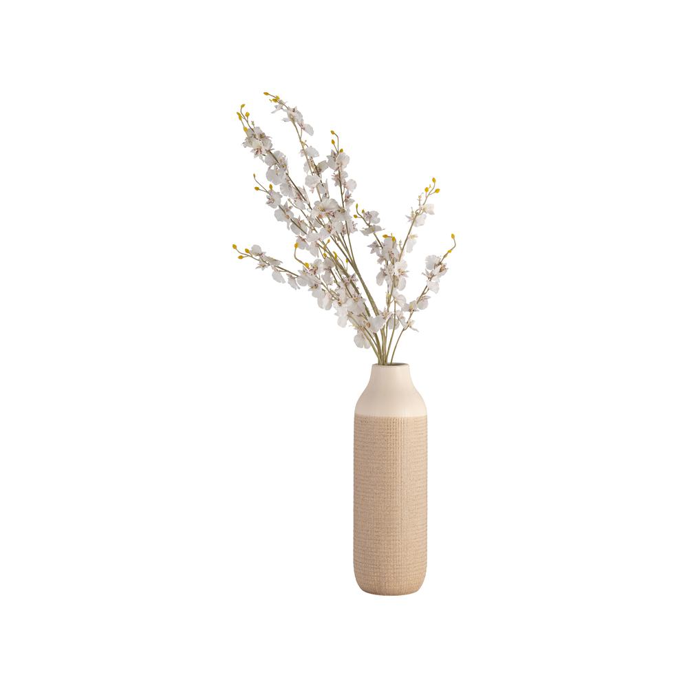 Cer, 20" 2-tone Vase, White/tan. Picture 2