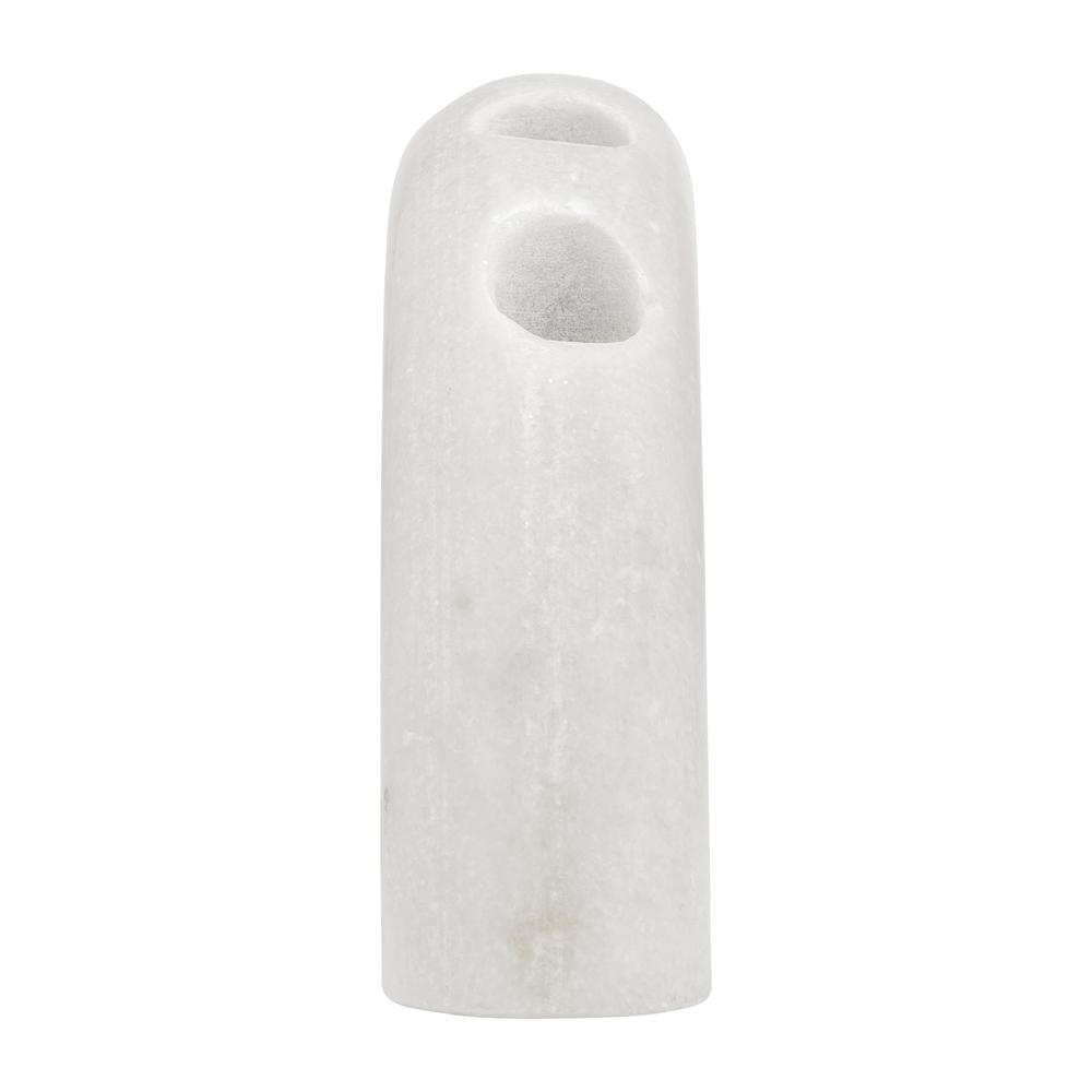 Marble, 10" 4-taper Candle Holder, White. Picture 3