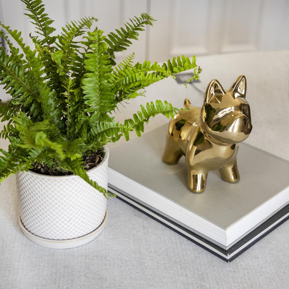 Cer, 8" Dog Table Deco, Gold. Picture 6
