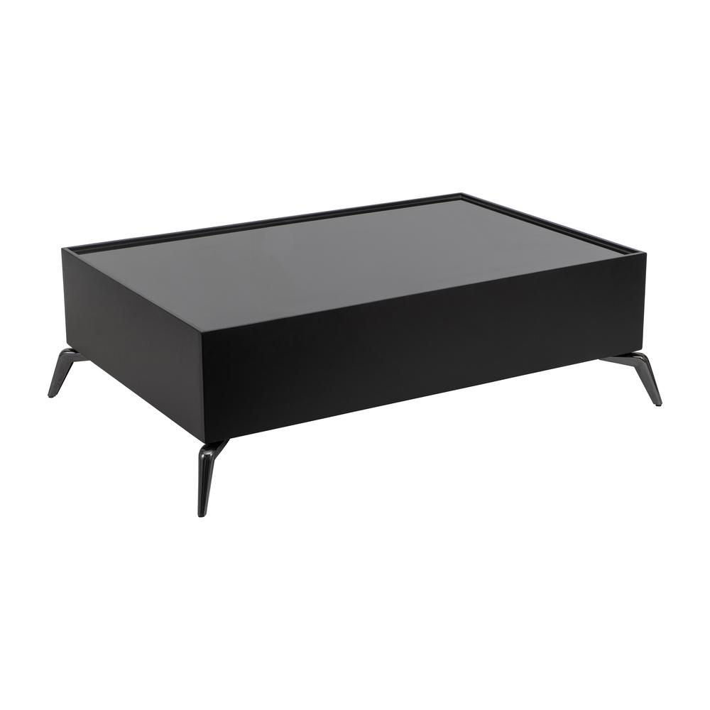 Wood/glass, 47x16" Coffee Table, Blk, Kd. Picture 2