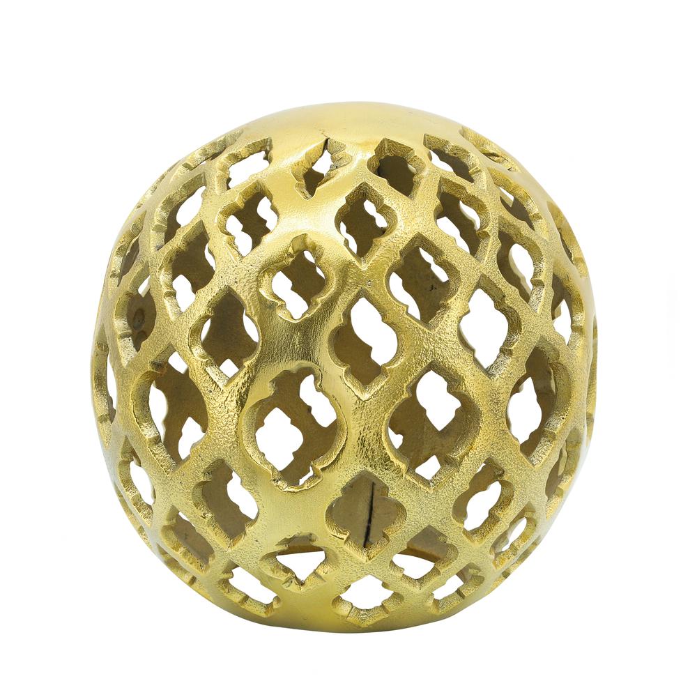 Metal, 6" Cut-out Orb, Gold. Picture 1