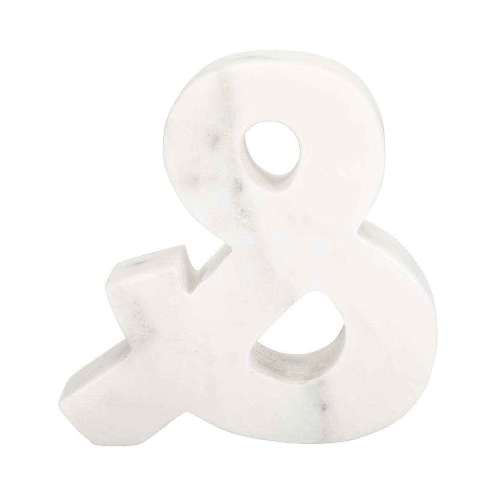 6" Marble Ampersand "&", White. Picture 4