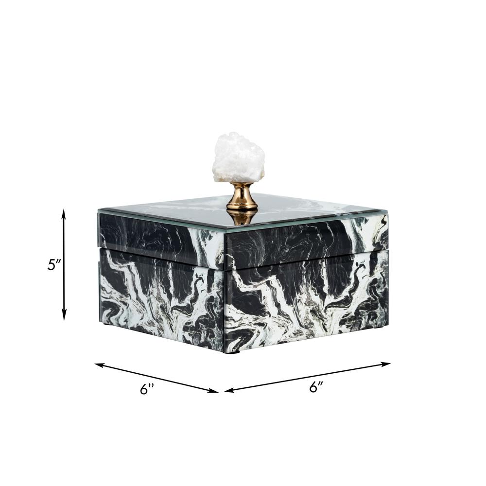 Glass, 6x5" Jewelry Box Quartz Top, Black. Picture 7