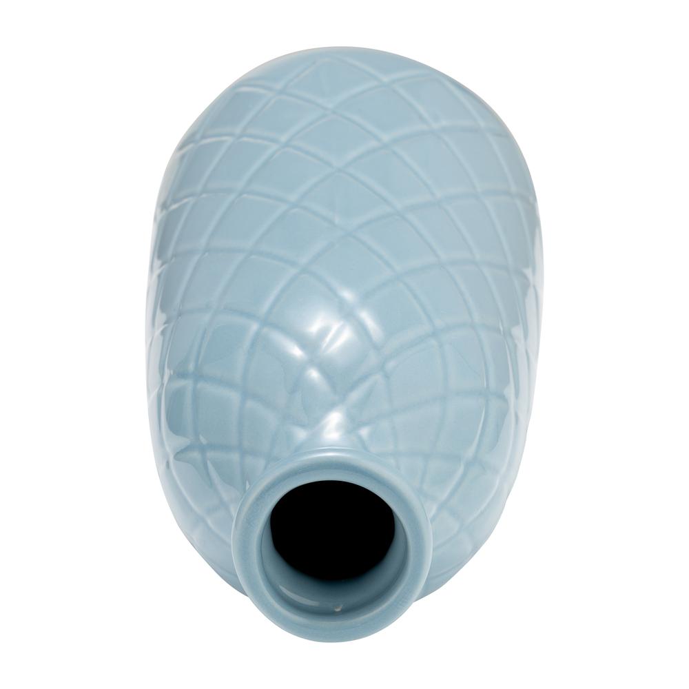Cer, 12" Plaid Textured Vase, Cameo Blue. Picture 4