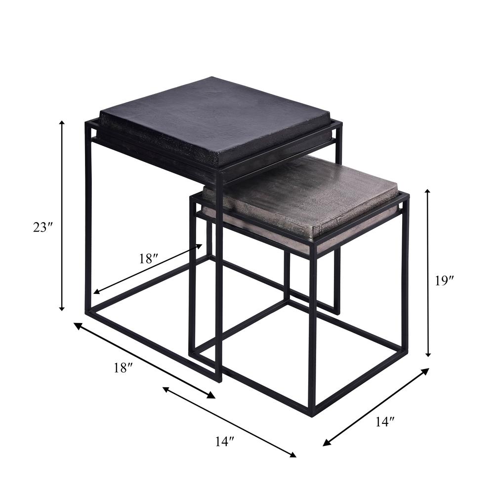 Metal, S/2 14x19"/18x23" Nested Square Side Tables. Picture 2