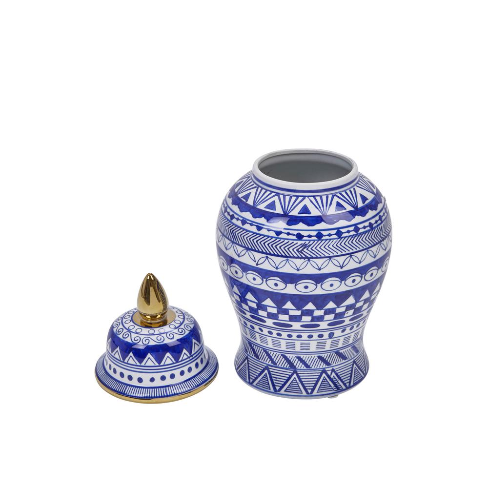 14" White/blue Temple Jar. Picture 2
