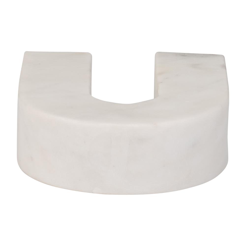 Marble, 6"h Horseshoe Tabletop Deco, White. Picture 5