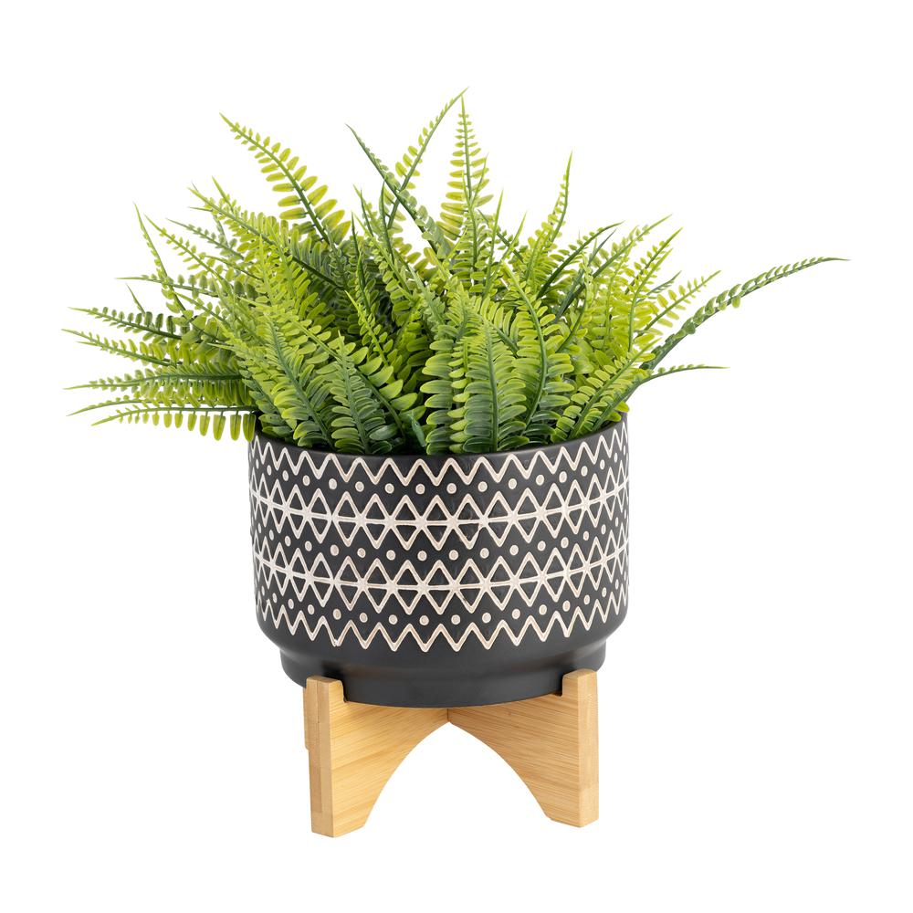 7" Abstract  Planter On Stand, Black. Picture 4