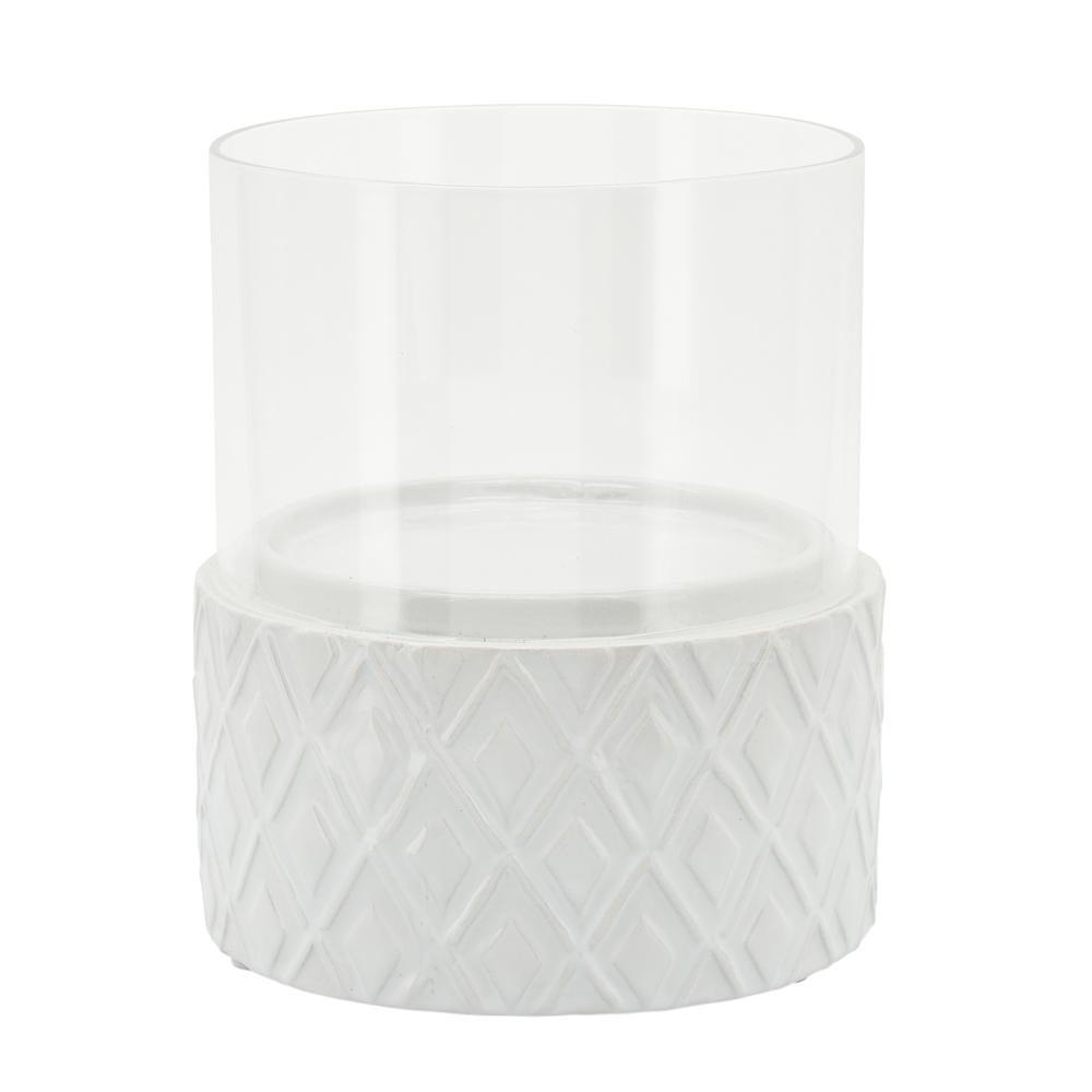 White Ceramic /glass 6" Pillar Holder, Diamond. Picture 2