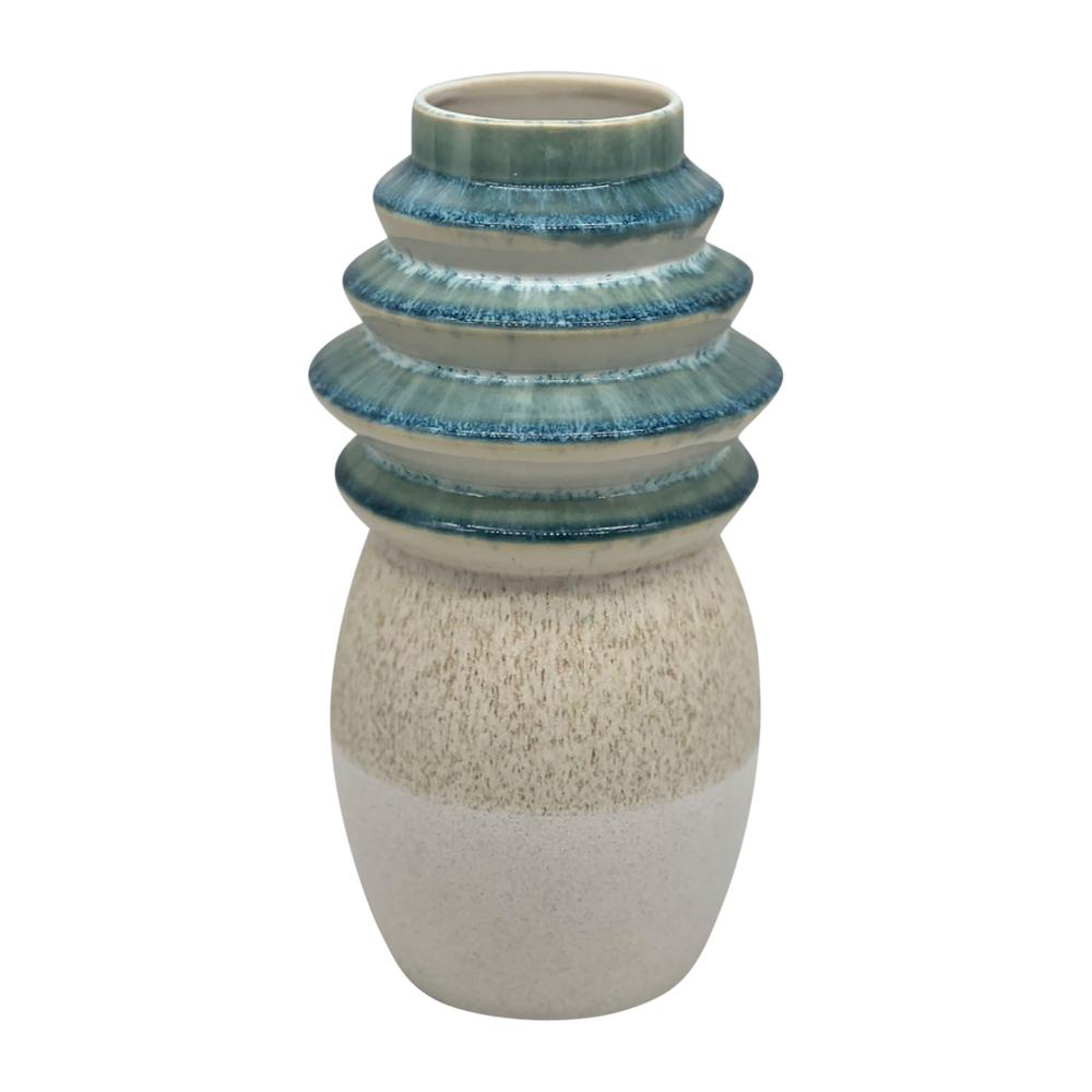12" Fluted Top Vase Reactive Finish, Multi. Picture 1