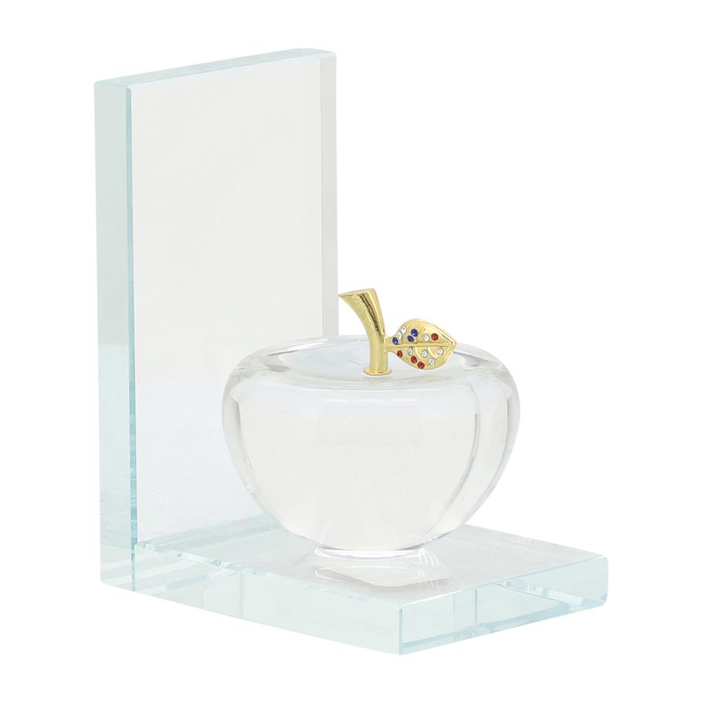S/2 Crystal Apple Bookends, Clear. Picture 6